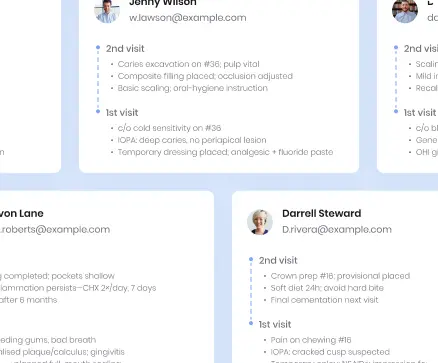Complete patient history overview in dental EMR software